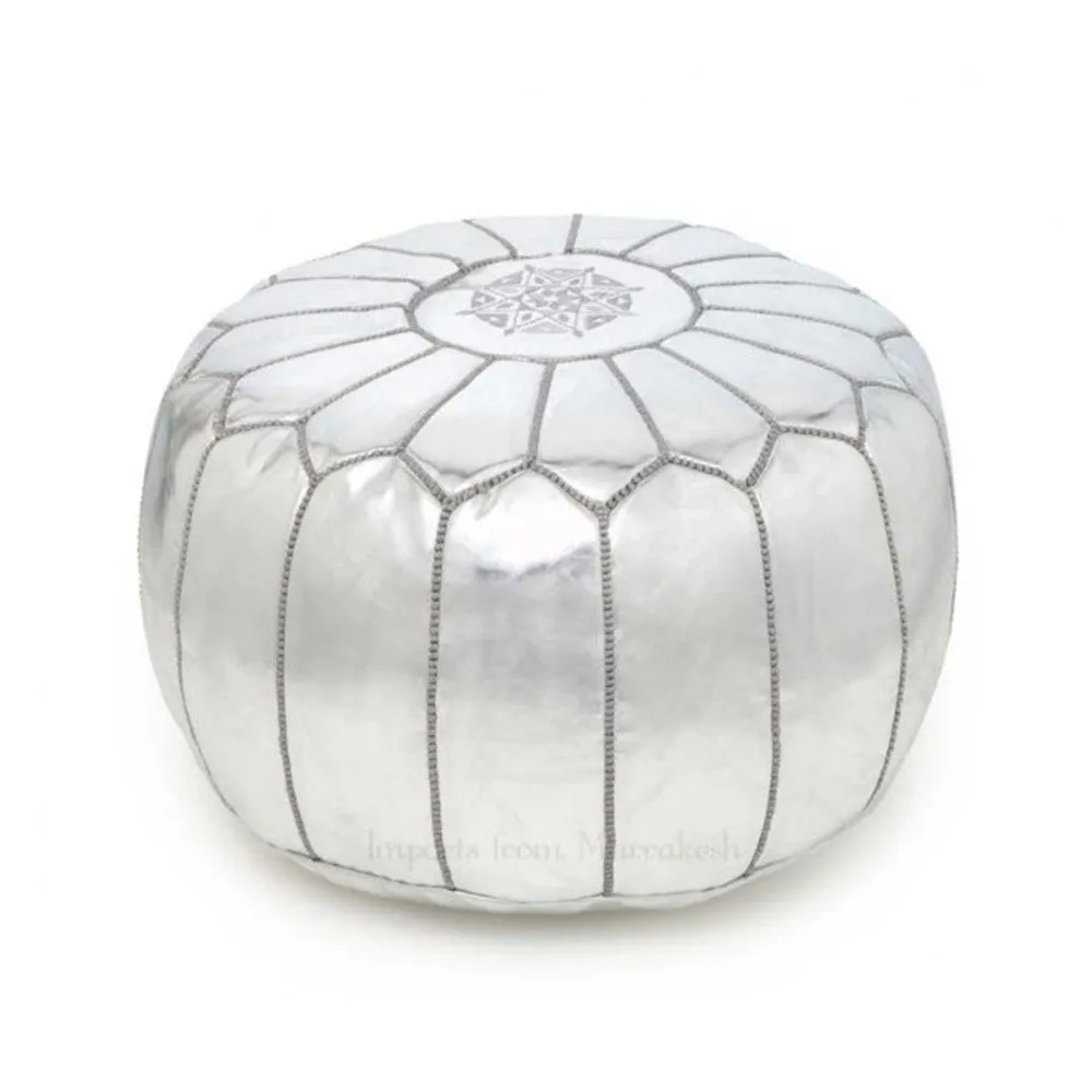 Moroccan Metallic Leather Poufs
