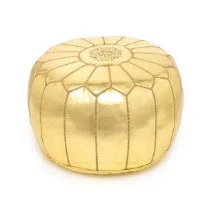 Moroccan Metallic Leather Poufs