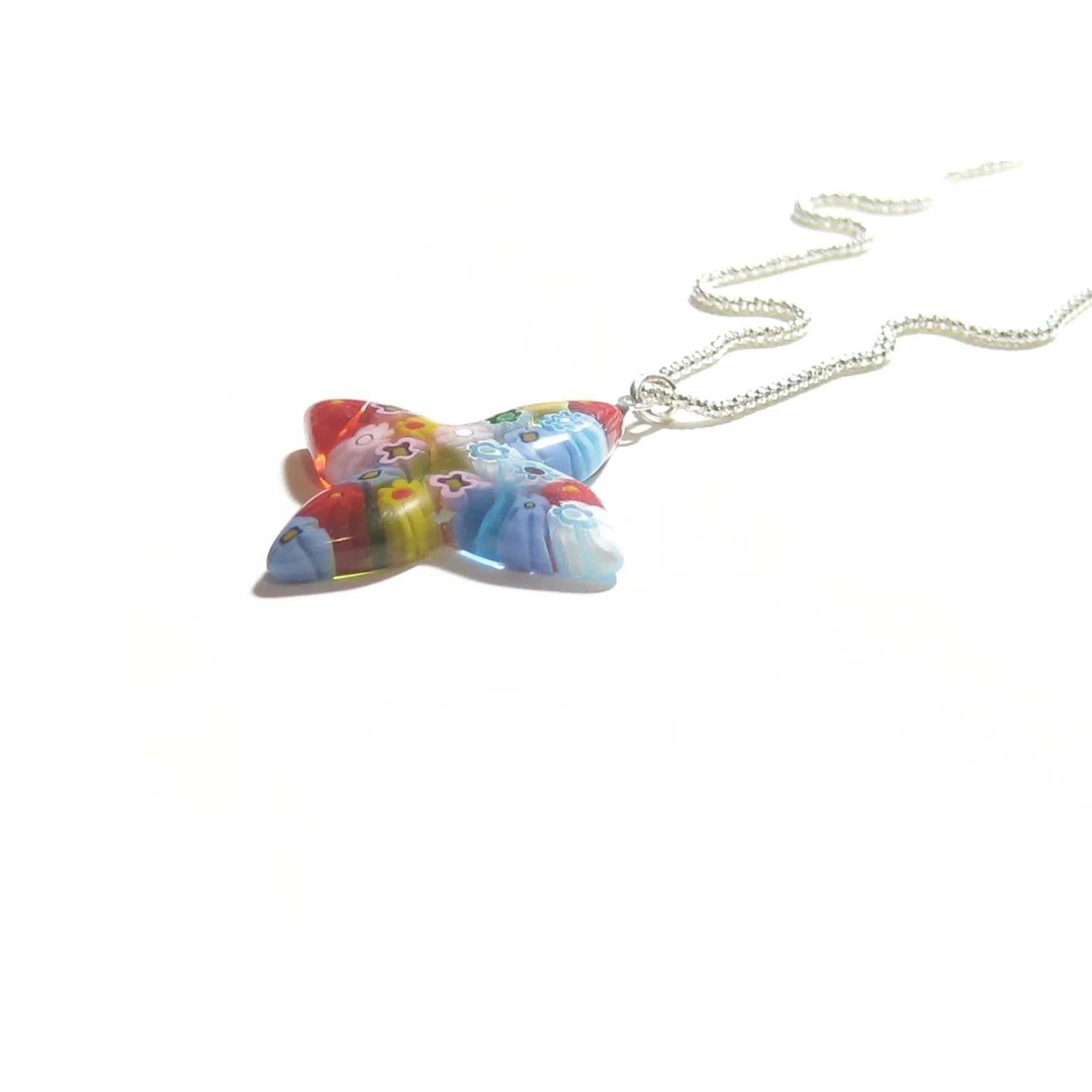 Murano Glass Millefiori Colorful Cross Pendant