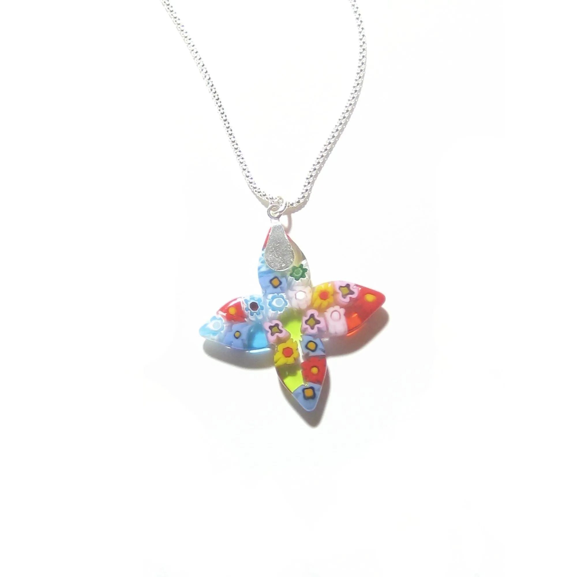 Murano Glass Millefiori Colorful Cross Pendant