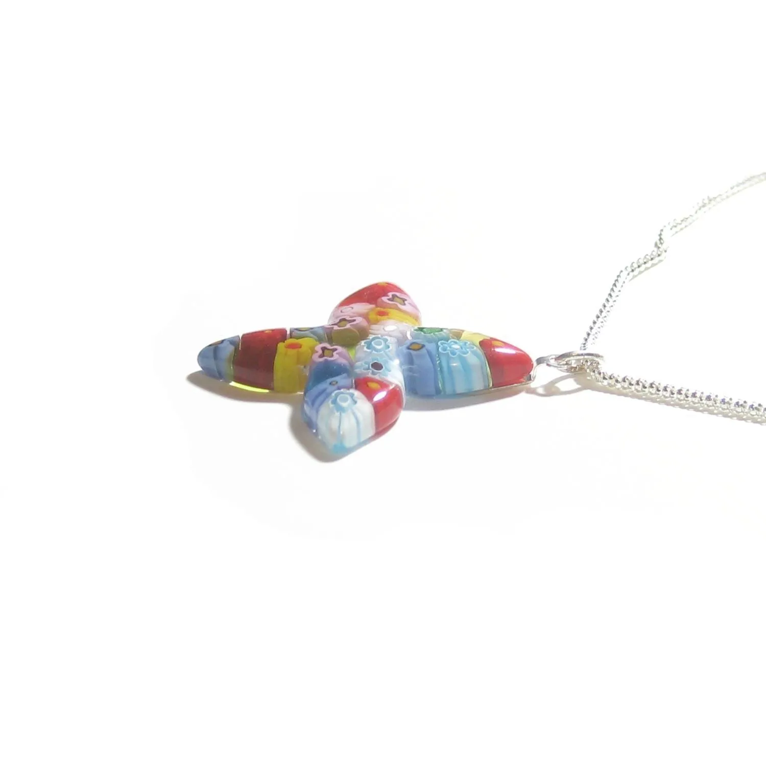 Murano Glass Millefiori Colorful Cross Pendant