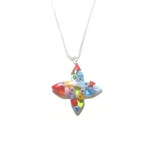 Murano Glass Millefiori Colorful Cross Pendant