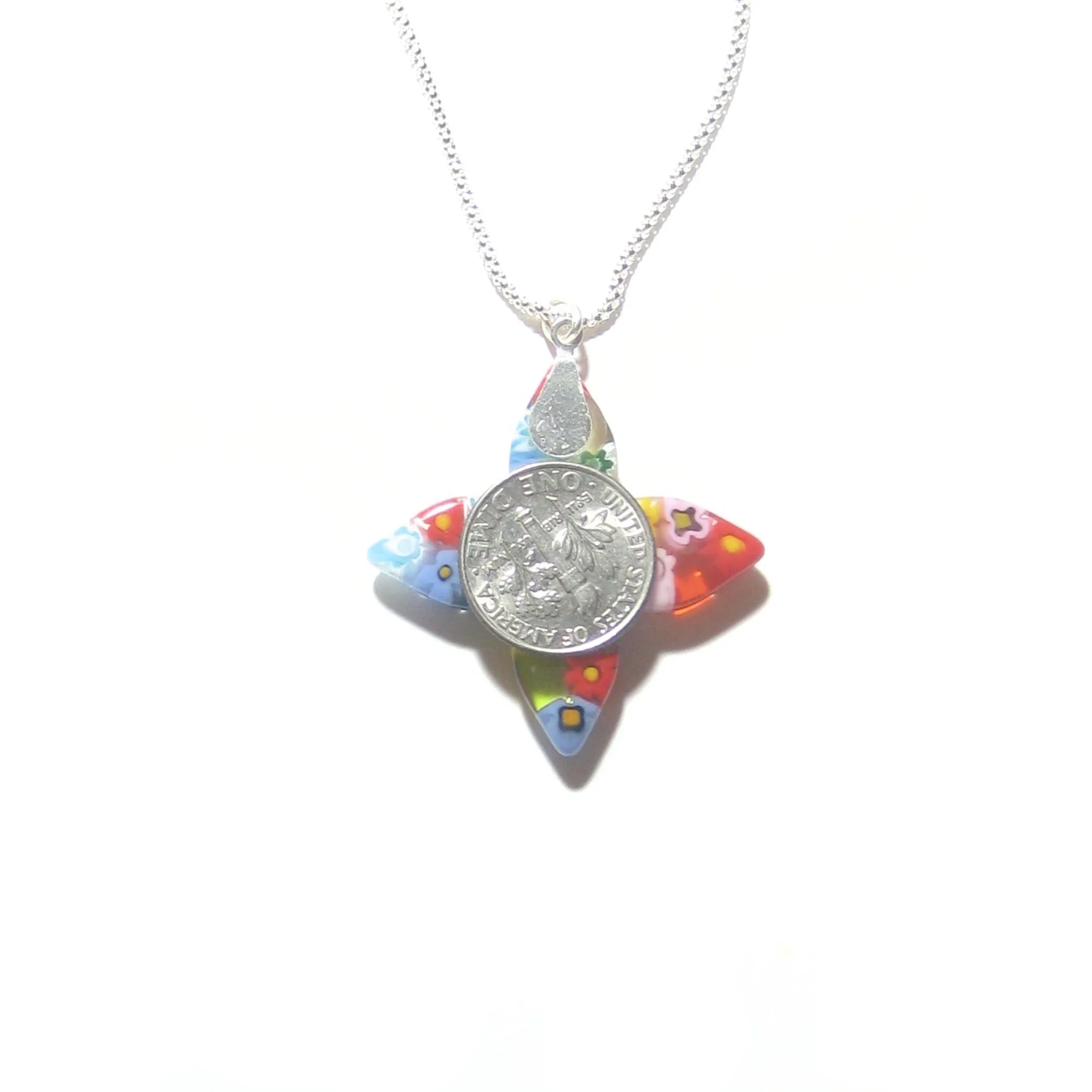 Murano Glass Millefiori Colorful Cross Pendant