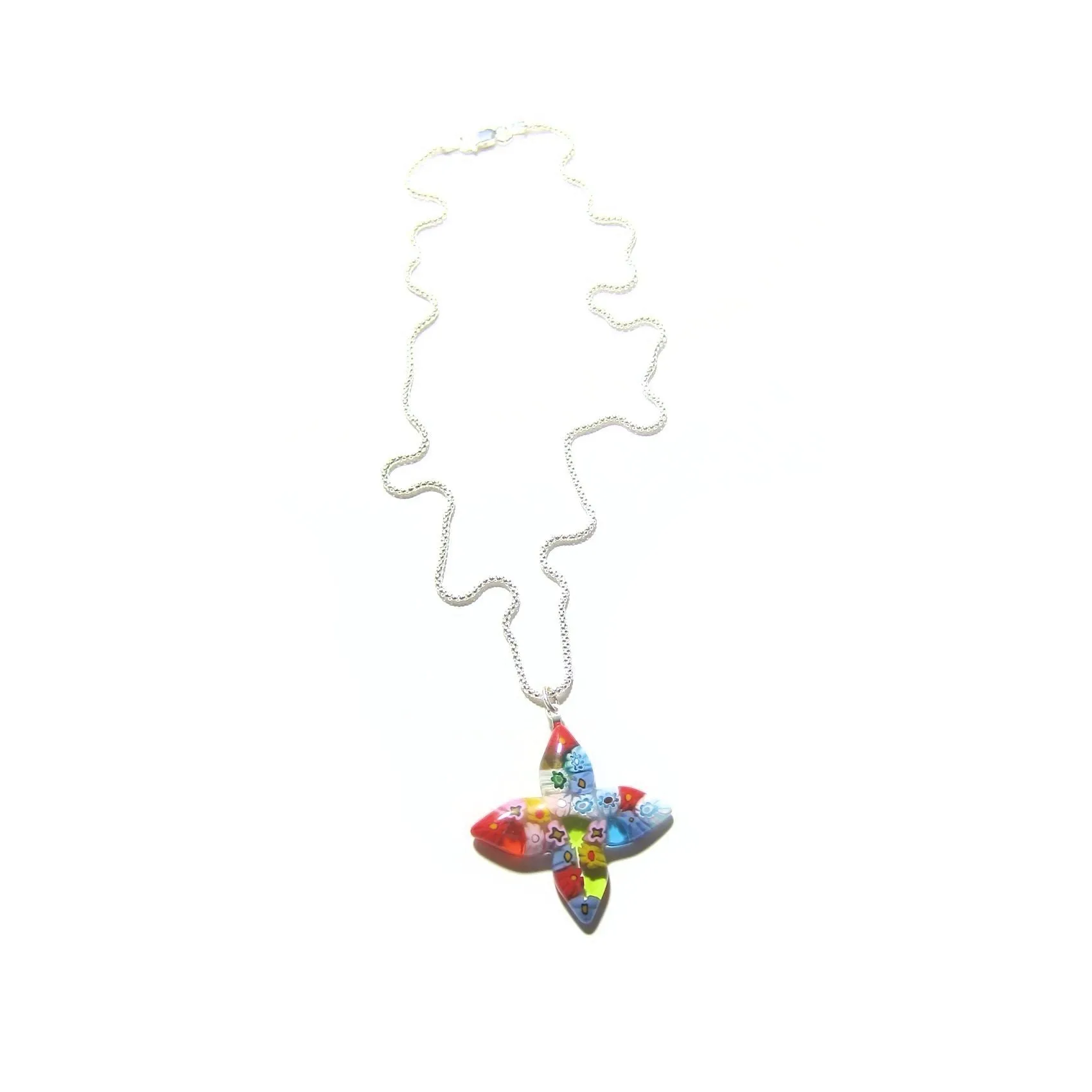 Murano Glass Millefiori Colorful Cross Pendant