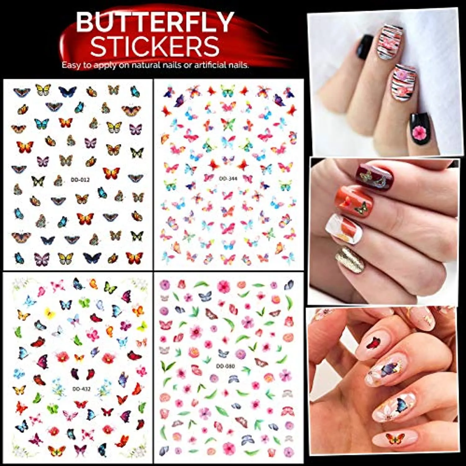 Nail Art Brushes Kit, Teenitor Nail Art Tool with Nail Dotting Tools, 3D Butterfly Nail Art Stickers, Nail Art Rhinestones and Pick Up Tweezer, Nail Foil Flakes, Nail Art Striping Tape