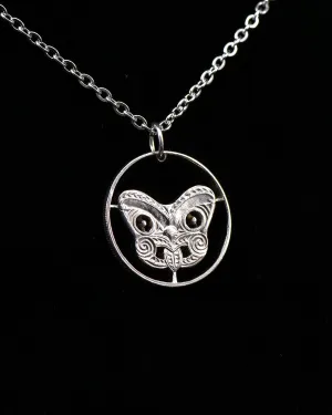 New Zealand - Maori Koruru Mask Cut Coin Pendant