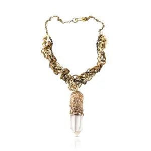 One-Of-A-Kind Colombian Quartz Crystal Necklace With Vintage Mixed Chain