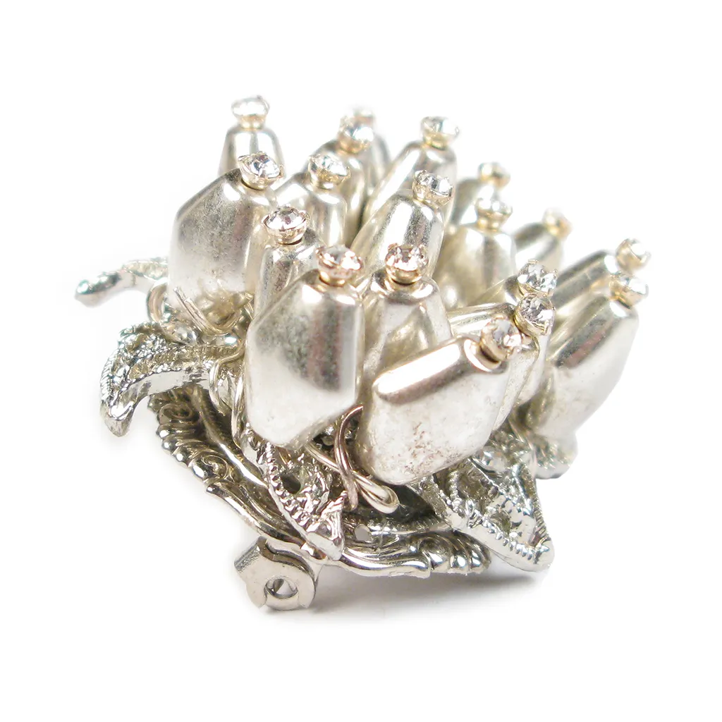 One-of-a-Kind Silver Sea Swarovski Anemone Boutonniére