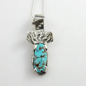 One of a Kind Sterling Silver Fox Turquoise Pendant