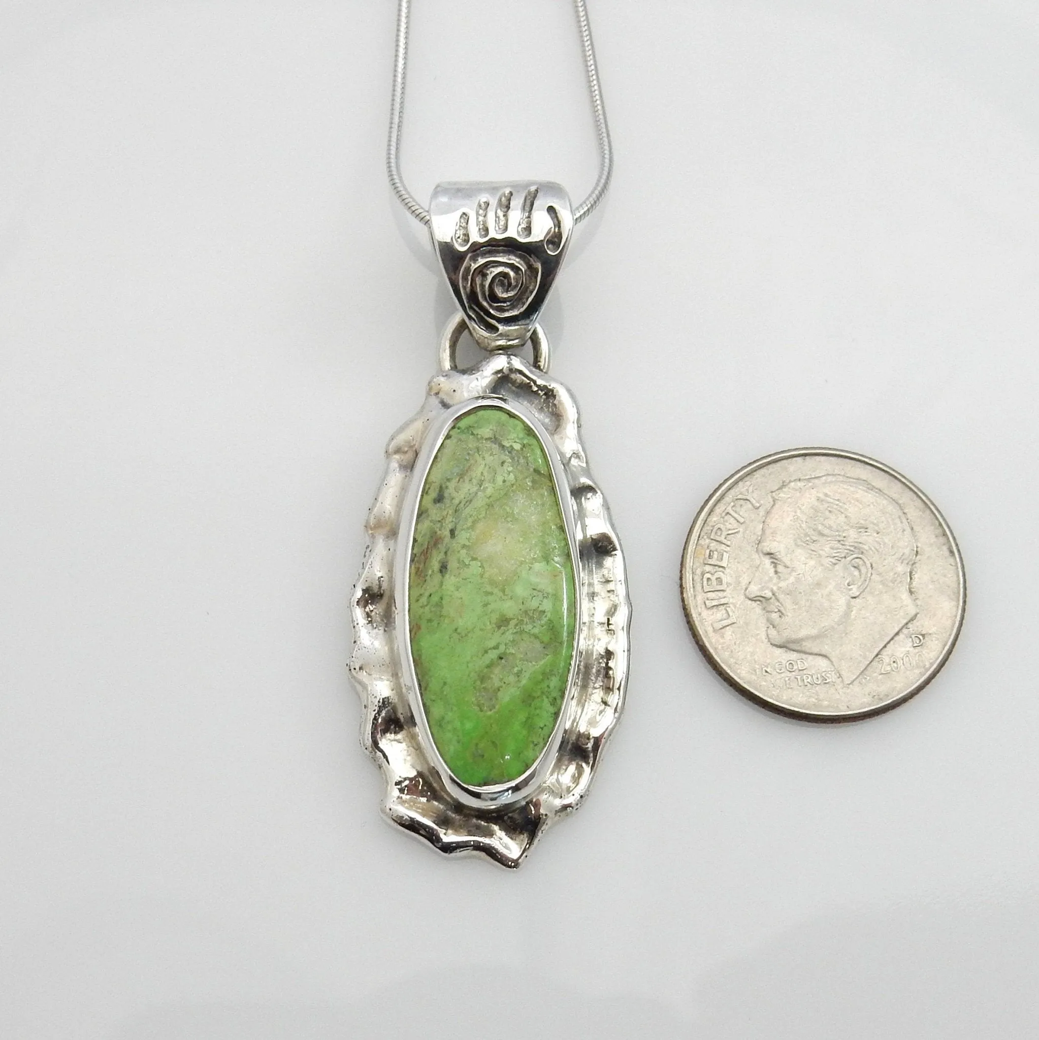 One of a Kind Sterling Silver Gaspeite Pendant