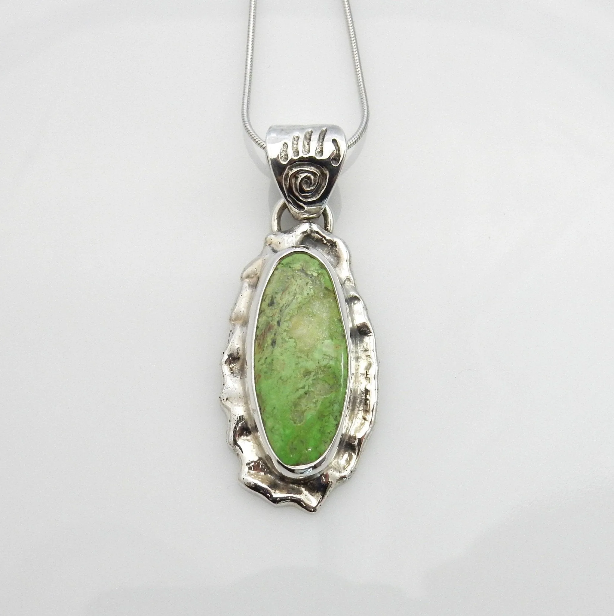 One of a Kind Sterling Silver Gaspeite Pendant