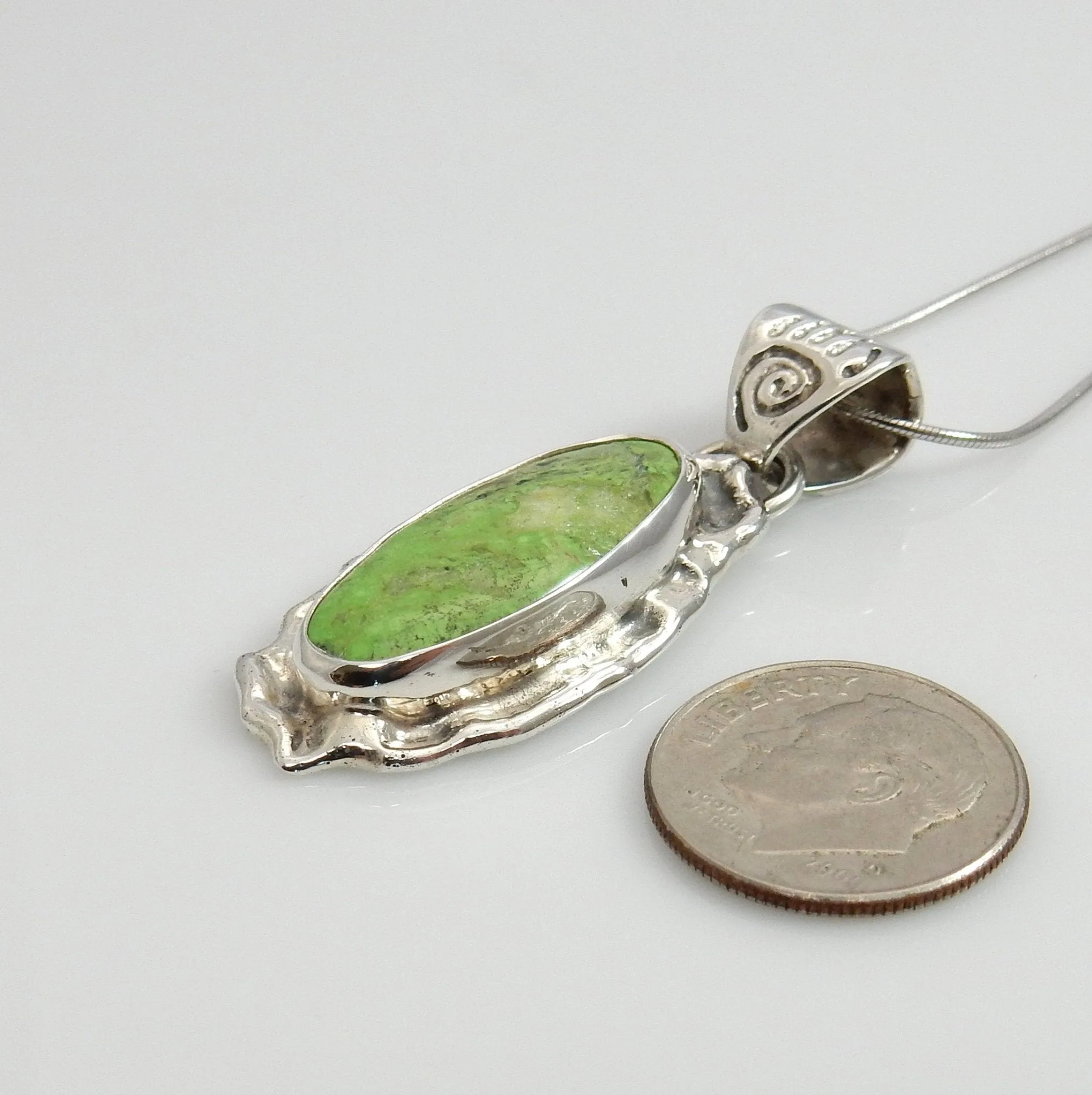 One of a Kind Sterling Silver Gaspeite Pendant
