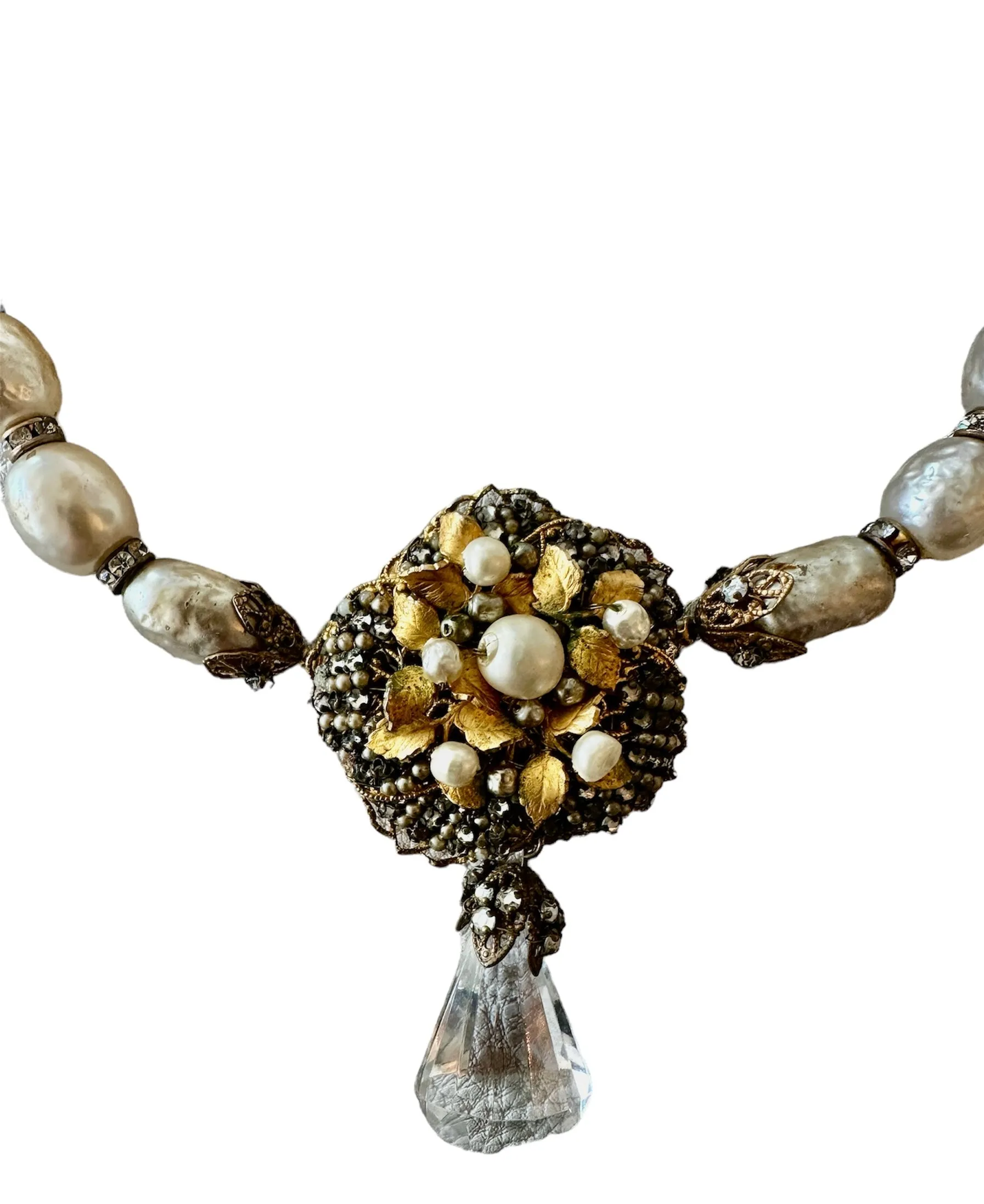 One-Of-A-Kind Vintage Couture Haskell Baroque Pearl Drop Necklace
