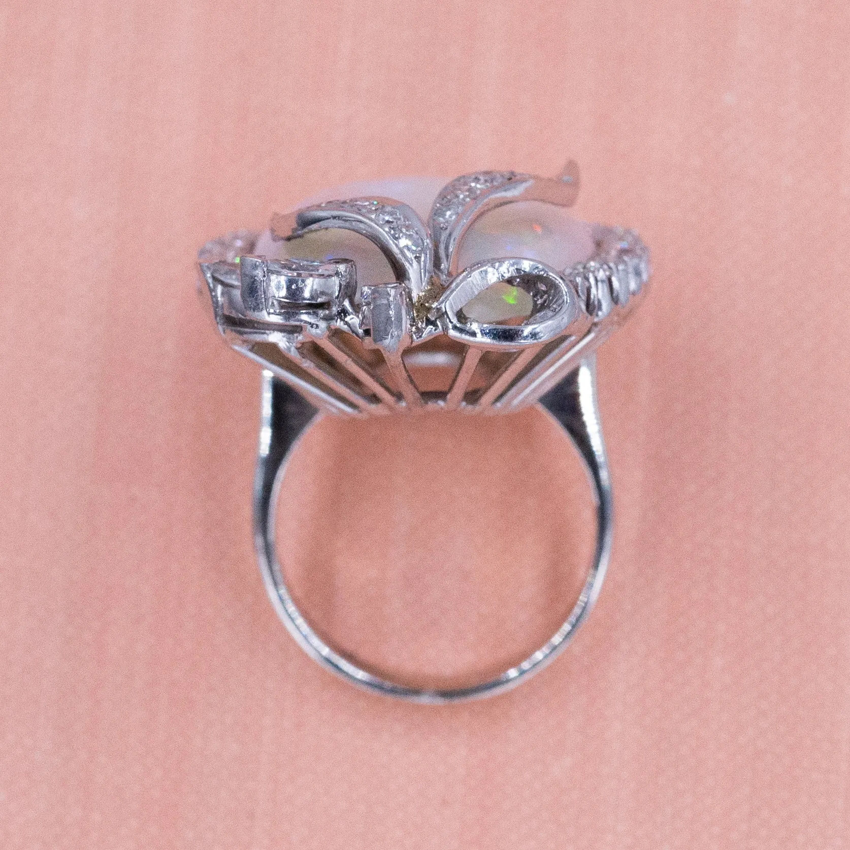Opal and Diamond Statement Cocktail Ring