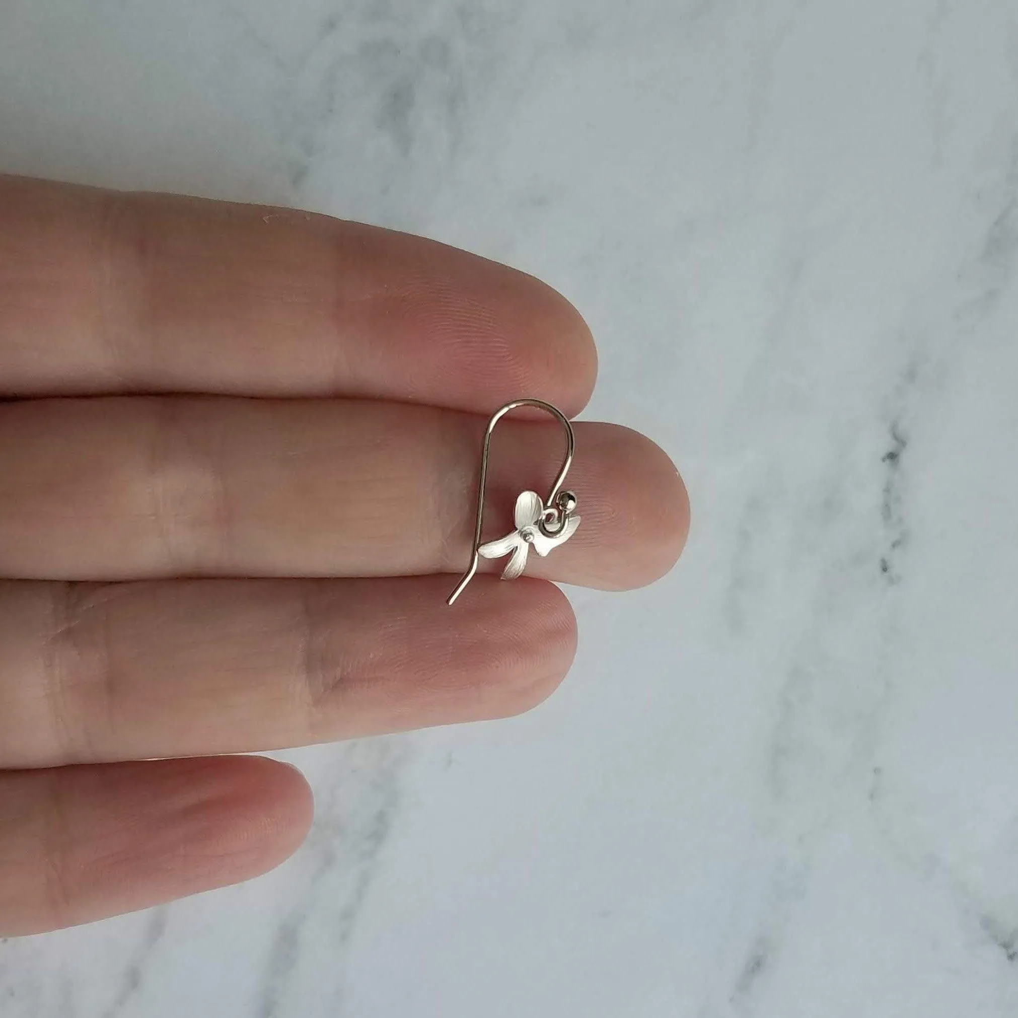 Orchid Earrings - silver orchid earring, small orchid earring, silver flower earring, small flower earring, tiny flower earring, dainty