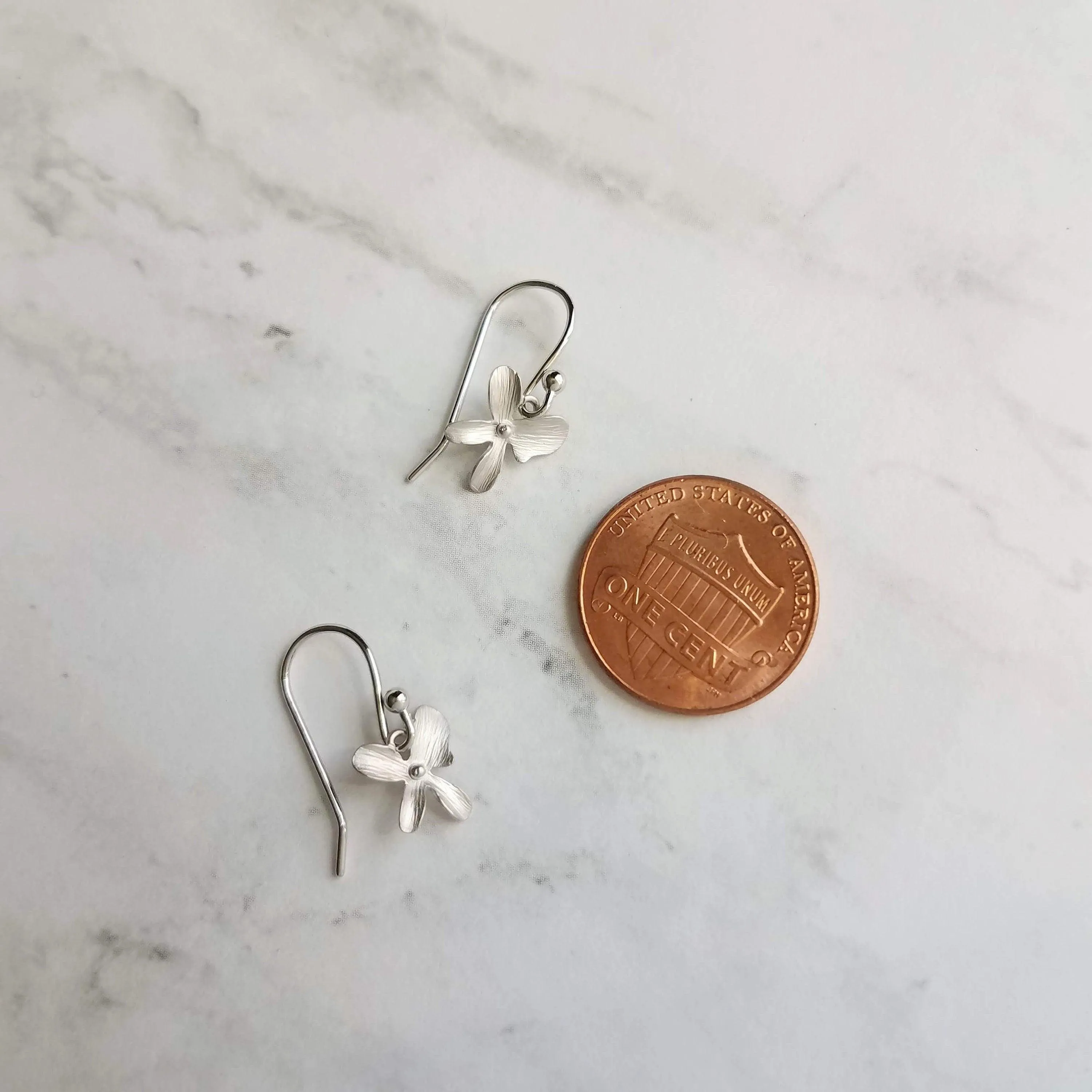 Orchid Earrings - silver orchid earring, small orchid earring, silver flower earring, small flower earring, tiny flower earring, dainty