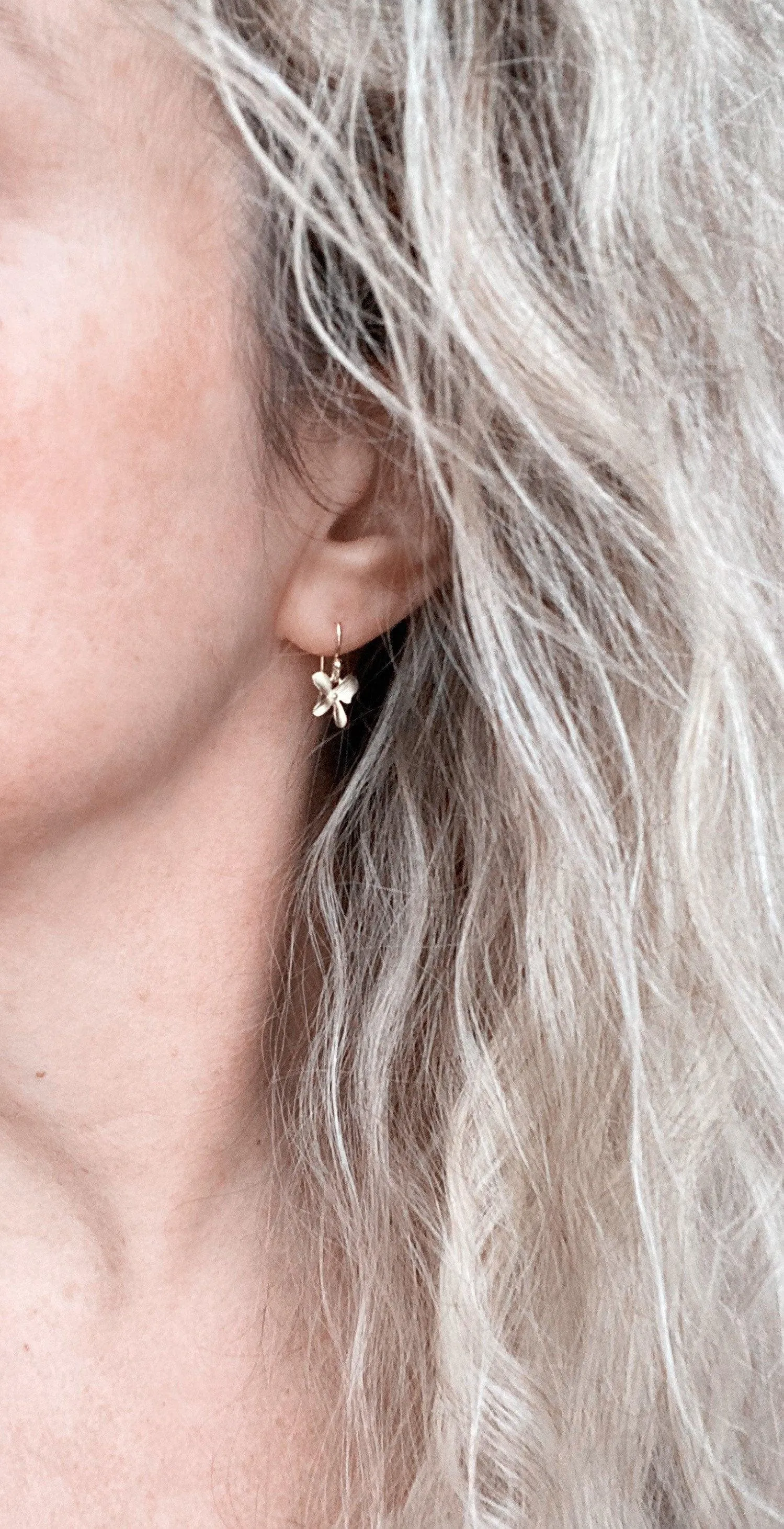 Orchid Earrings - silver orchid earring, small orchid earring, silver flower earring, small flower earring, tiny flower earring, dainty
