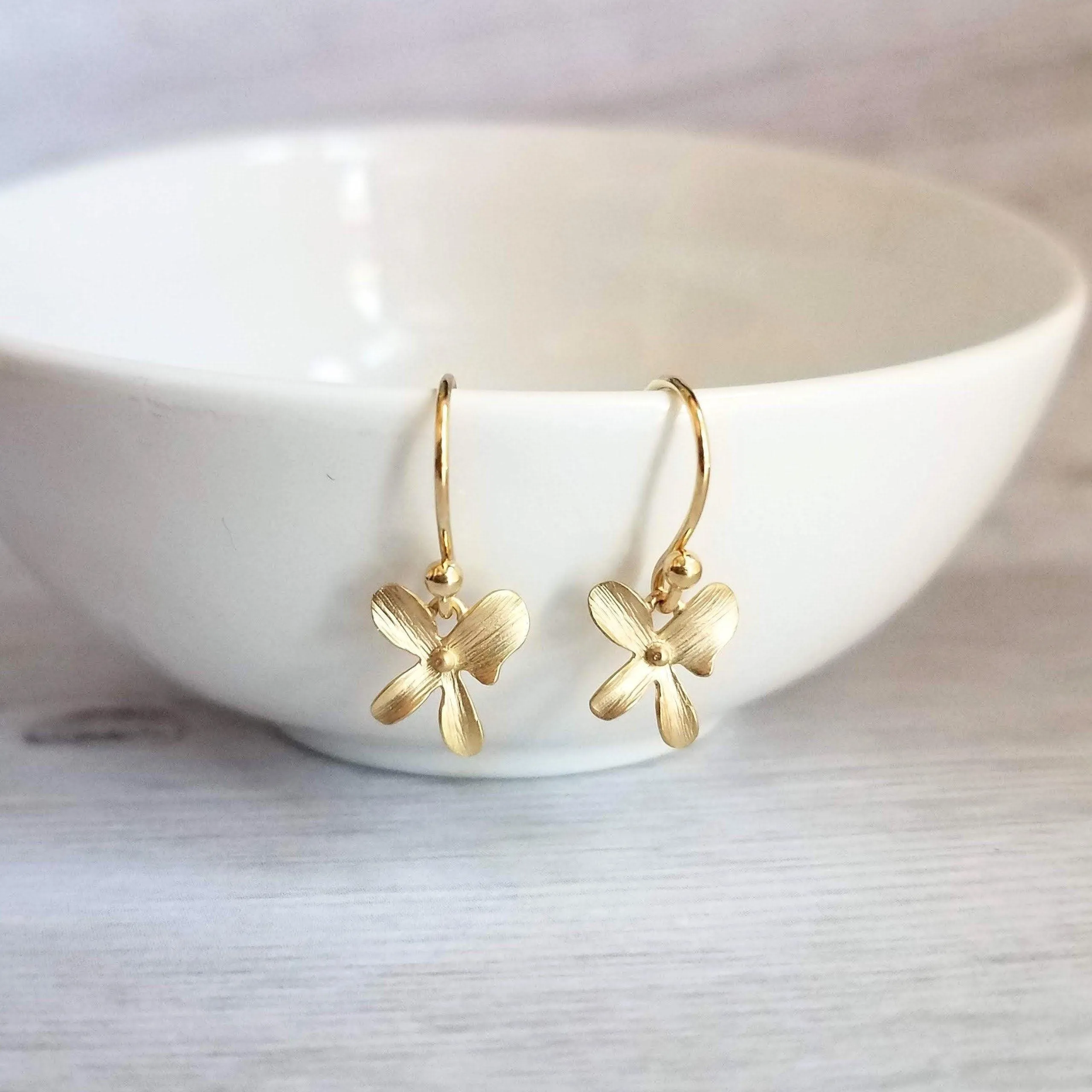 Orchid Earrings - silver orchid earring, small orchid earring, silver flower earring, small flower earring, tiny flower earring, dainty