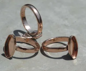 Oval Bezel Cup Ring with smooth Shank, 14.4mm x 6.7mm oval cup