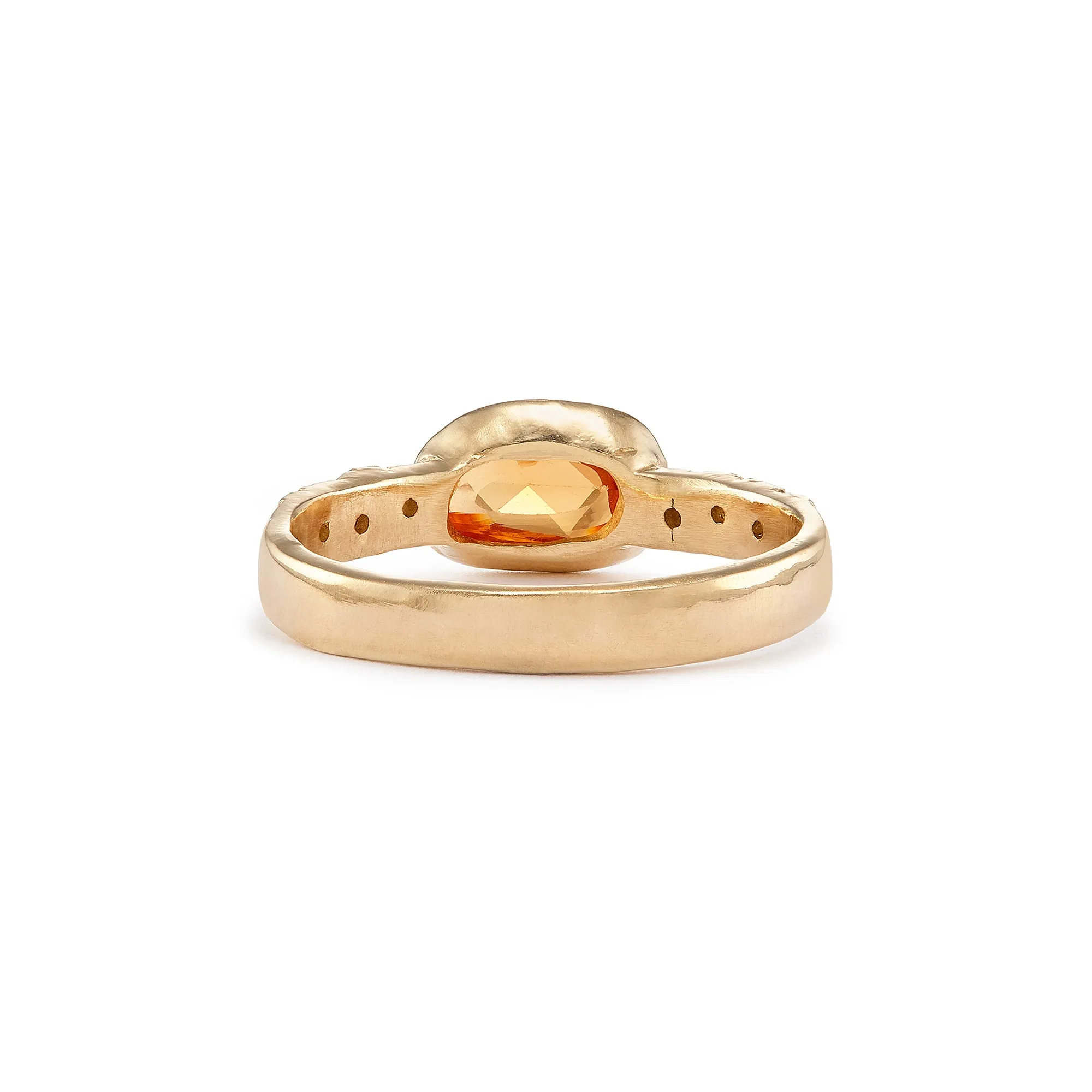 Oval Orange Sapphire & Champagne Diamond Ring