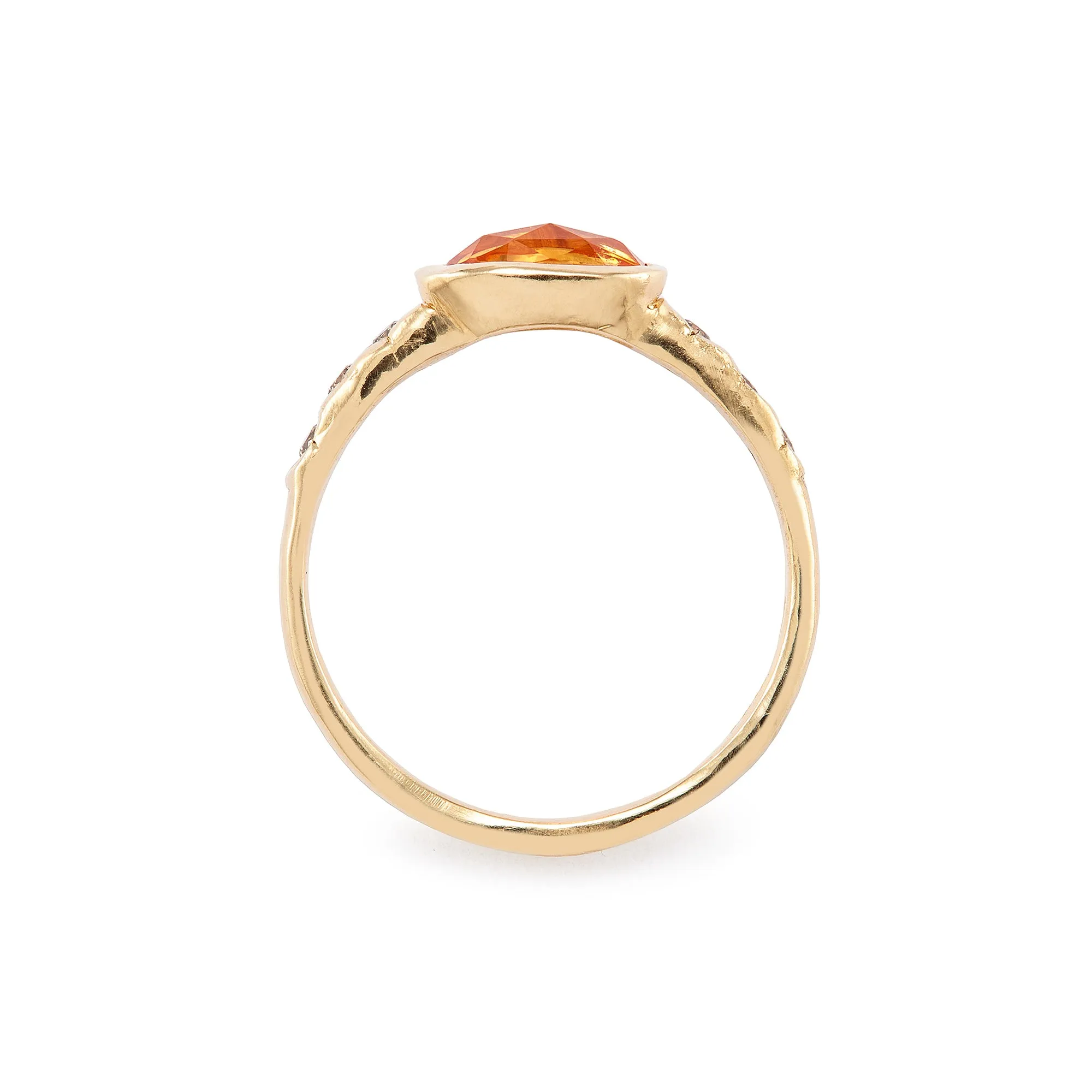 Oval Orange Sapphire & Champagne Diamond Ring