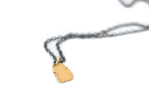 Oxidized Sterling Silver Necklace with 14k Gold Nugget