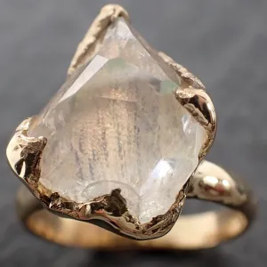 partially faceted moonstone yellow gold ring gemstone solitaire recycled 18k statement 2525 Alternative Engagement