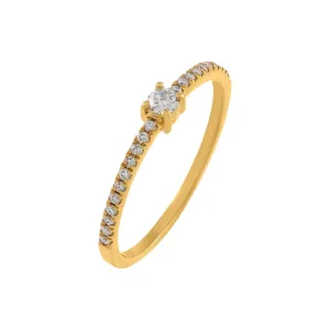 Pavé Diamond Solitaire Band 14K