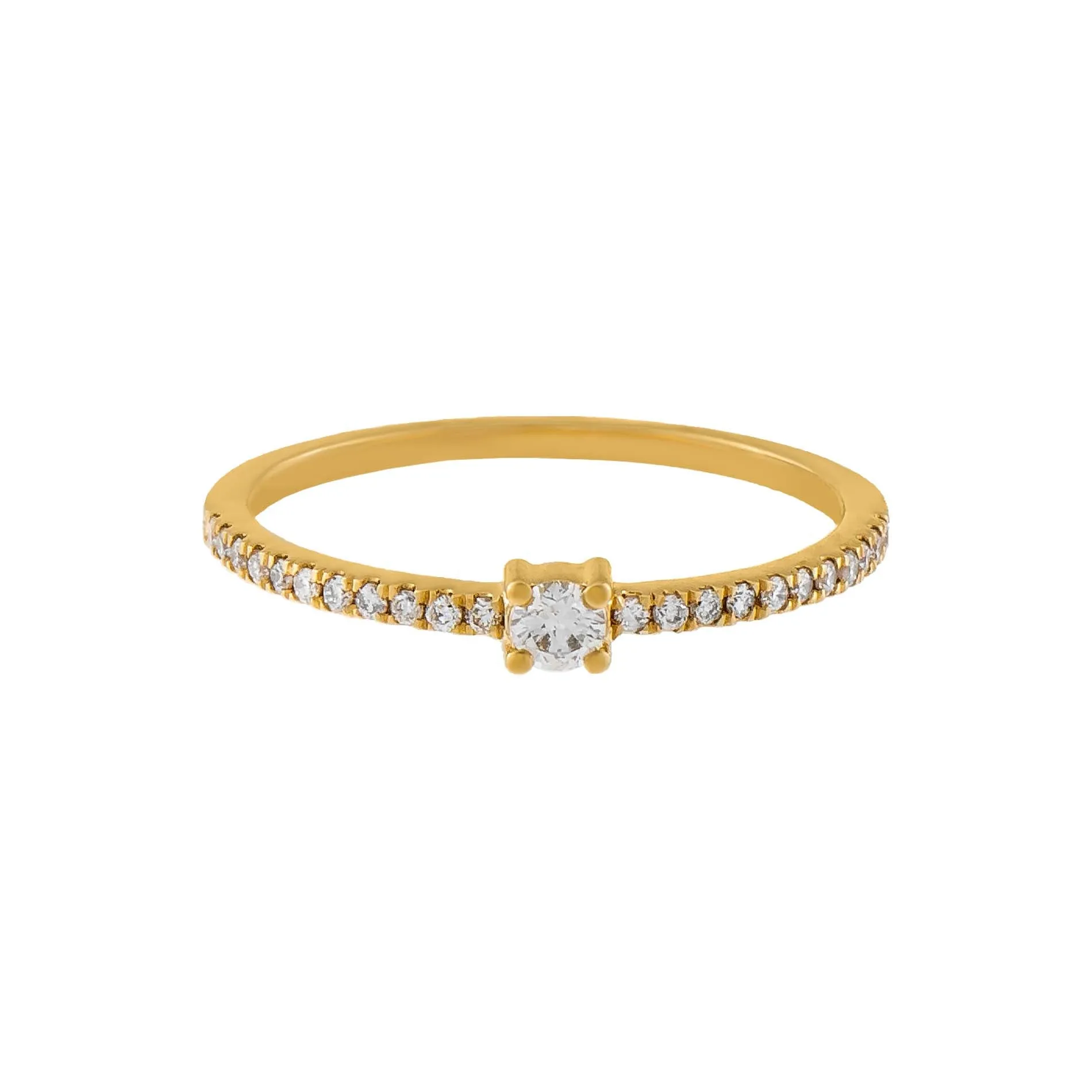 Pavé Diamond Solitaire Band 14K