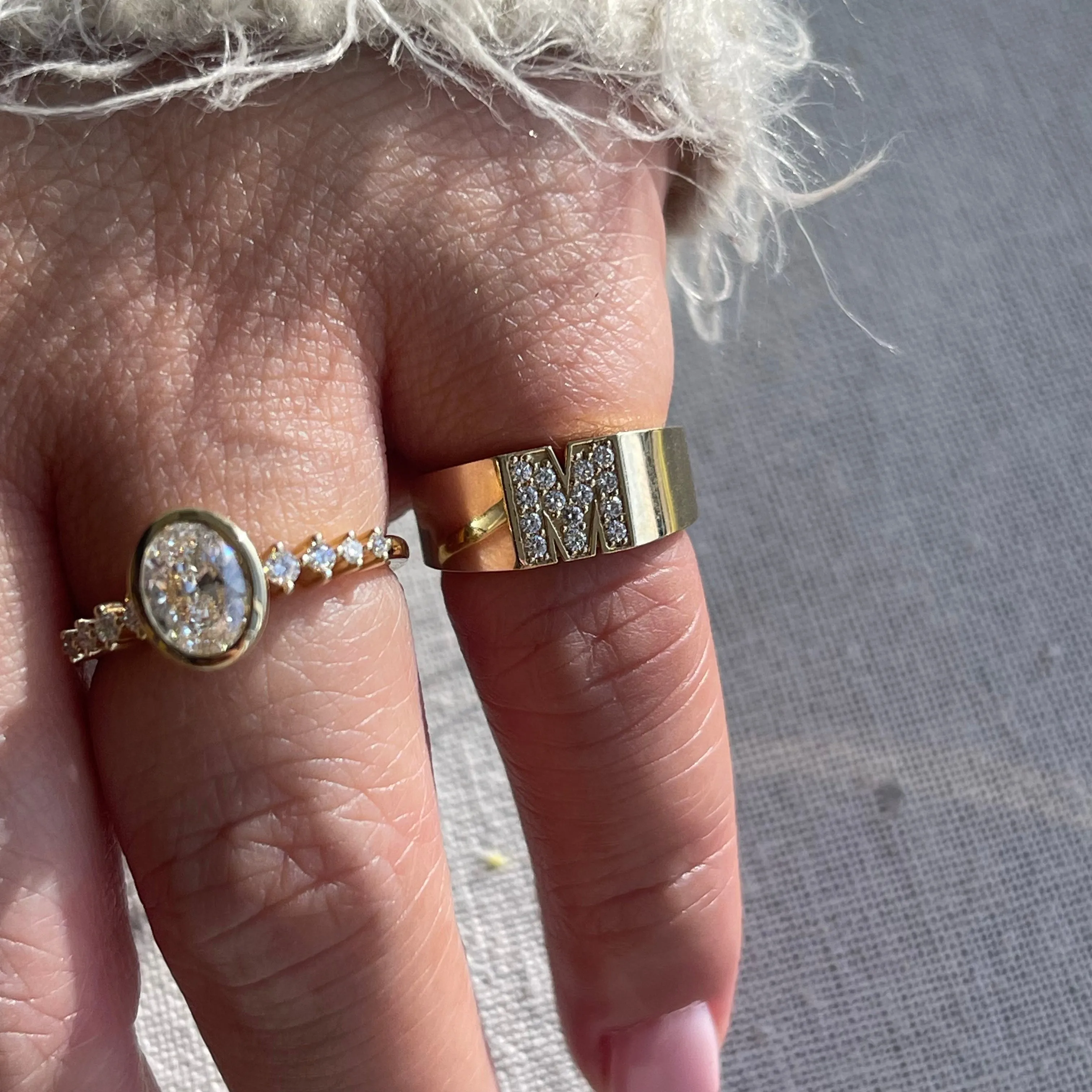 Pave Letter M Ring
