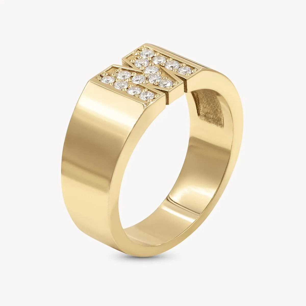 Pave Letter M Ring