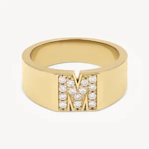 Pave Letter M Ring