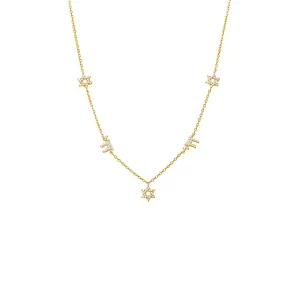 Pave Star Of David X Chai Charm Necklace