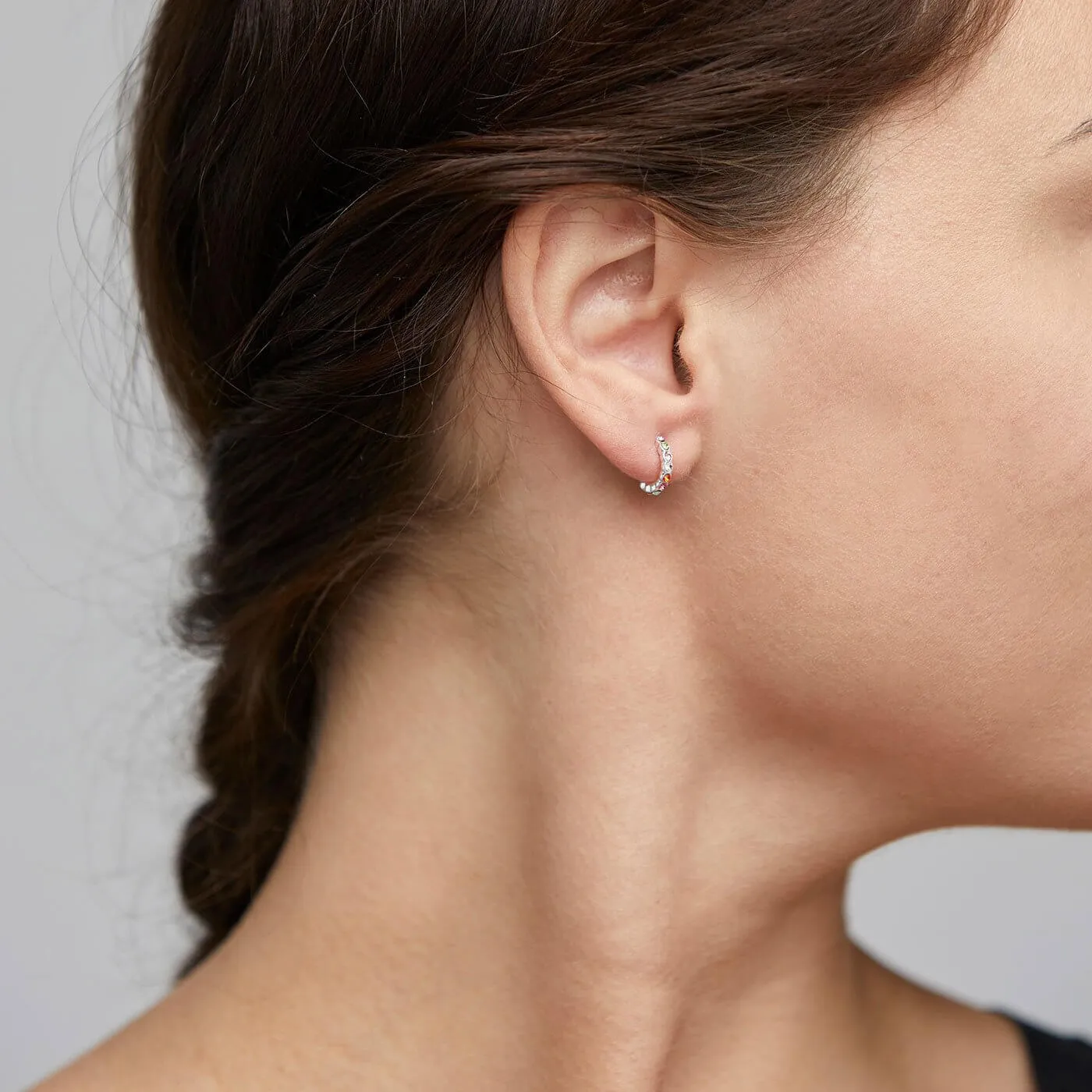 Pilgrim Brigitte Silver Mini Hoop Earrings - Multi