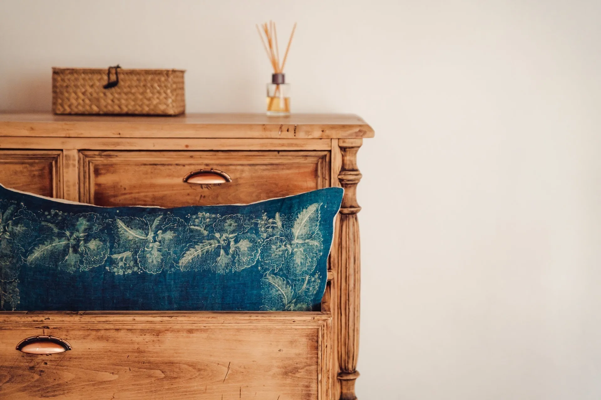 Pillow: Handwoven antique Hungarian hemp, wax resist Indigo - P296