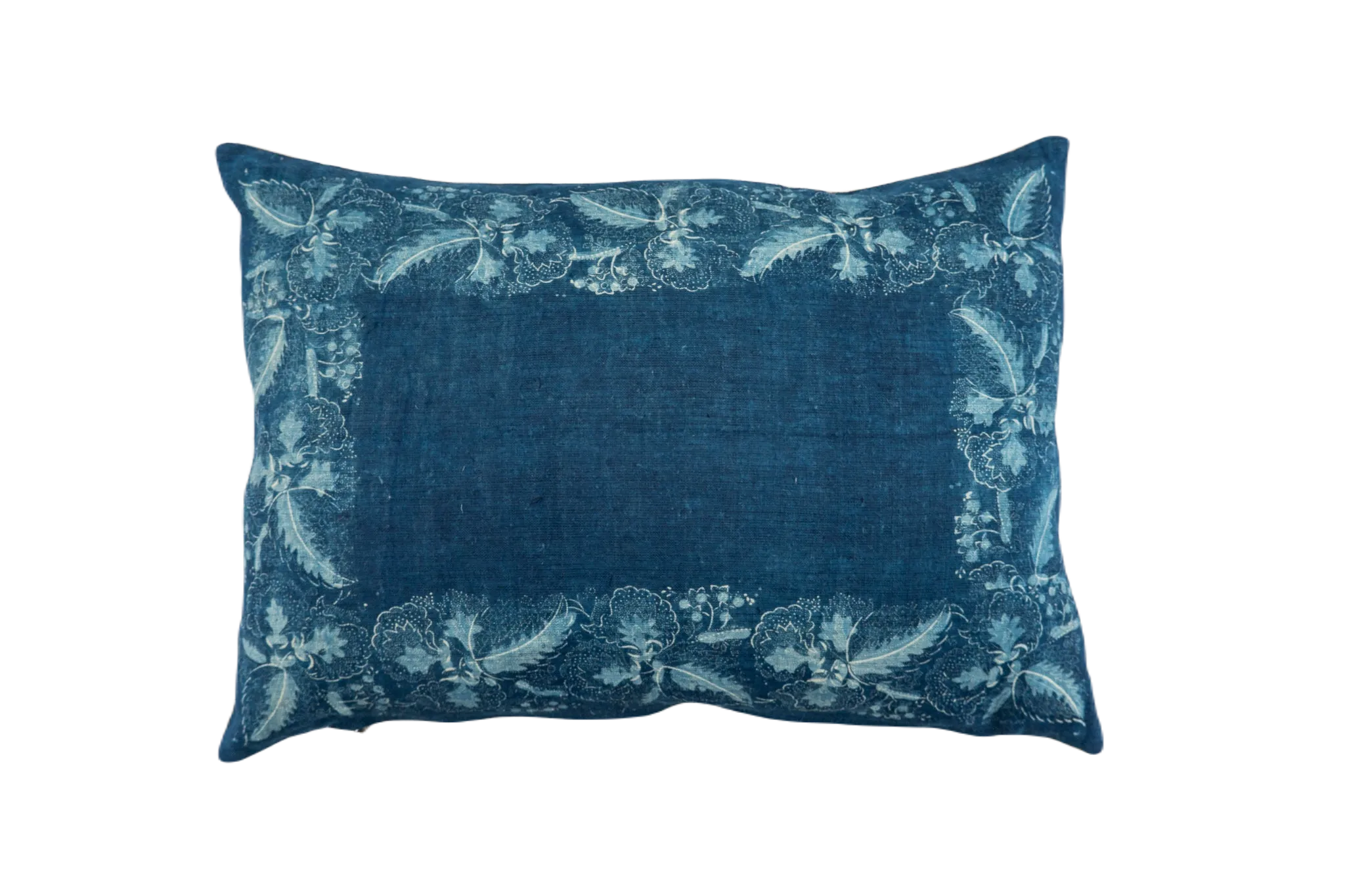 Pillow: Handwoven antique Hungarian hemp, wax resist Indigo - P296