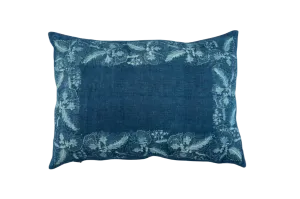 Pillow: Handwoven antique Hungarian hemp, wax resist Indigo - P296