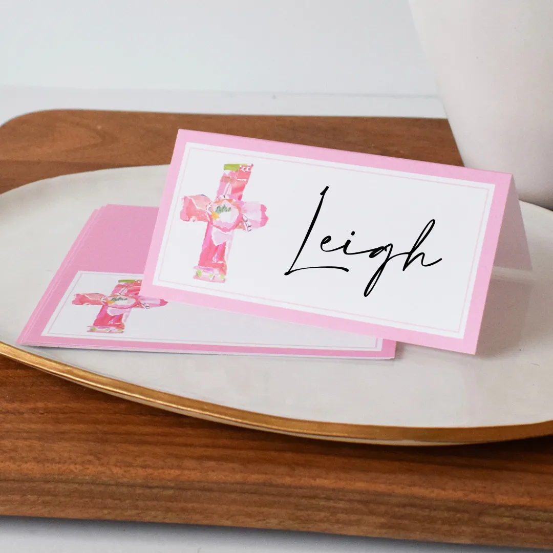 Pink Cross Placecards