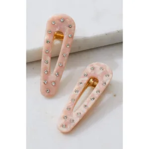 Pink Rhinestone Resin Hair Clip Set