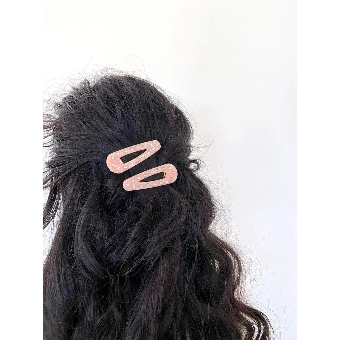 Pink Rhinestone Resin Hair Clip Set
