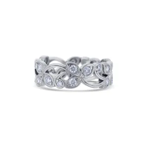 Platinum Round Diamond Flower Style Band