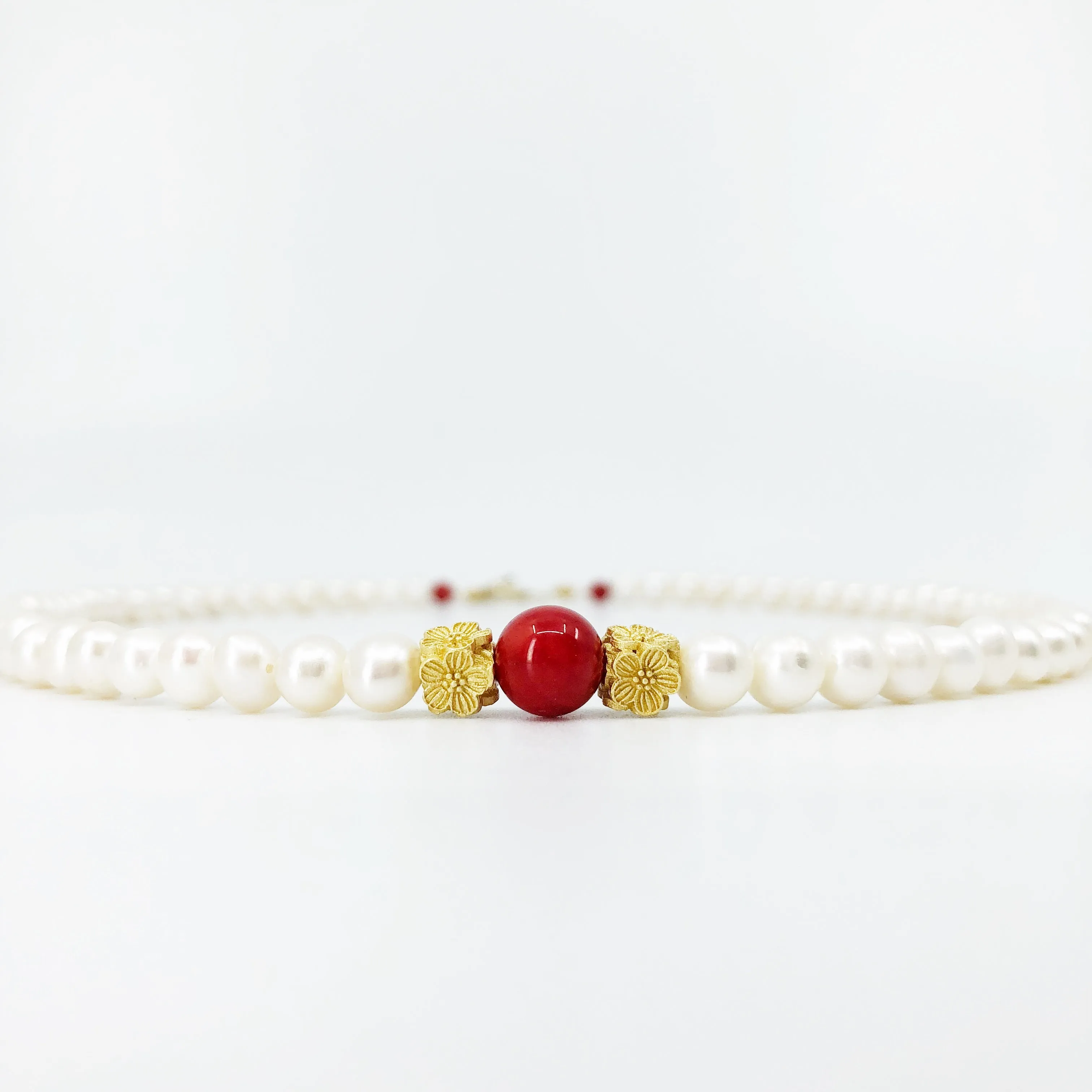 Plum Blossom Beaded Pearl Necklace