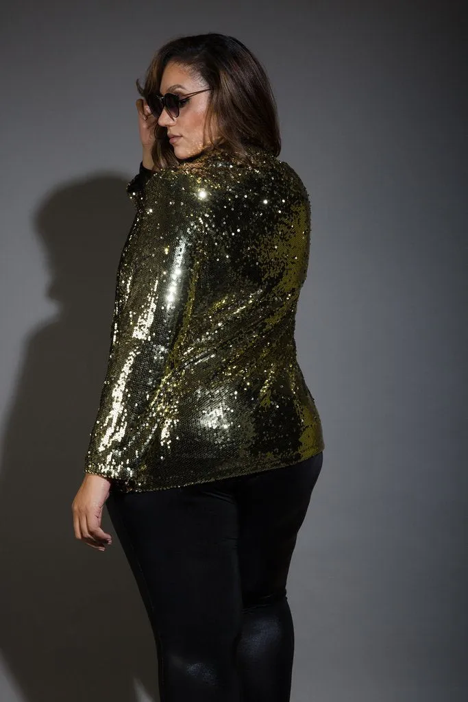 Plus Size Sparkling Sequin Perfect Blazer