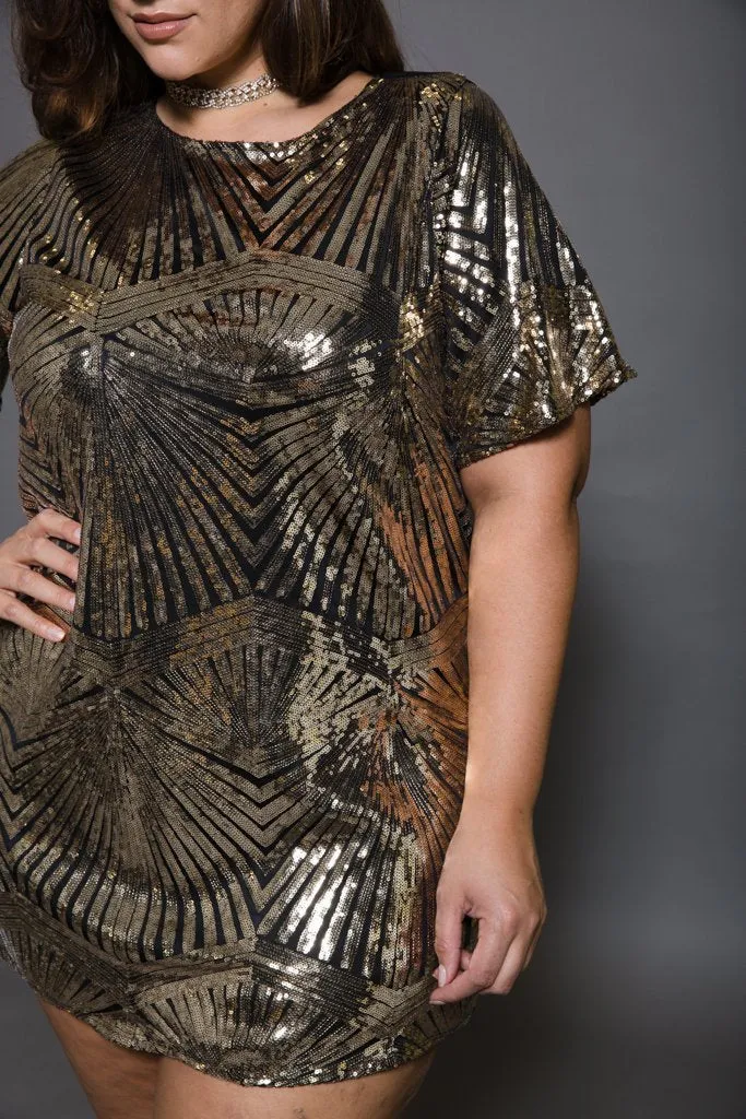 Plus Size Sparkling Sequin Tunic Dress