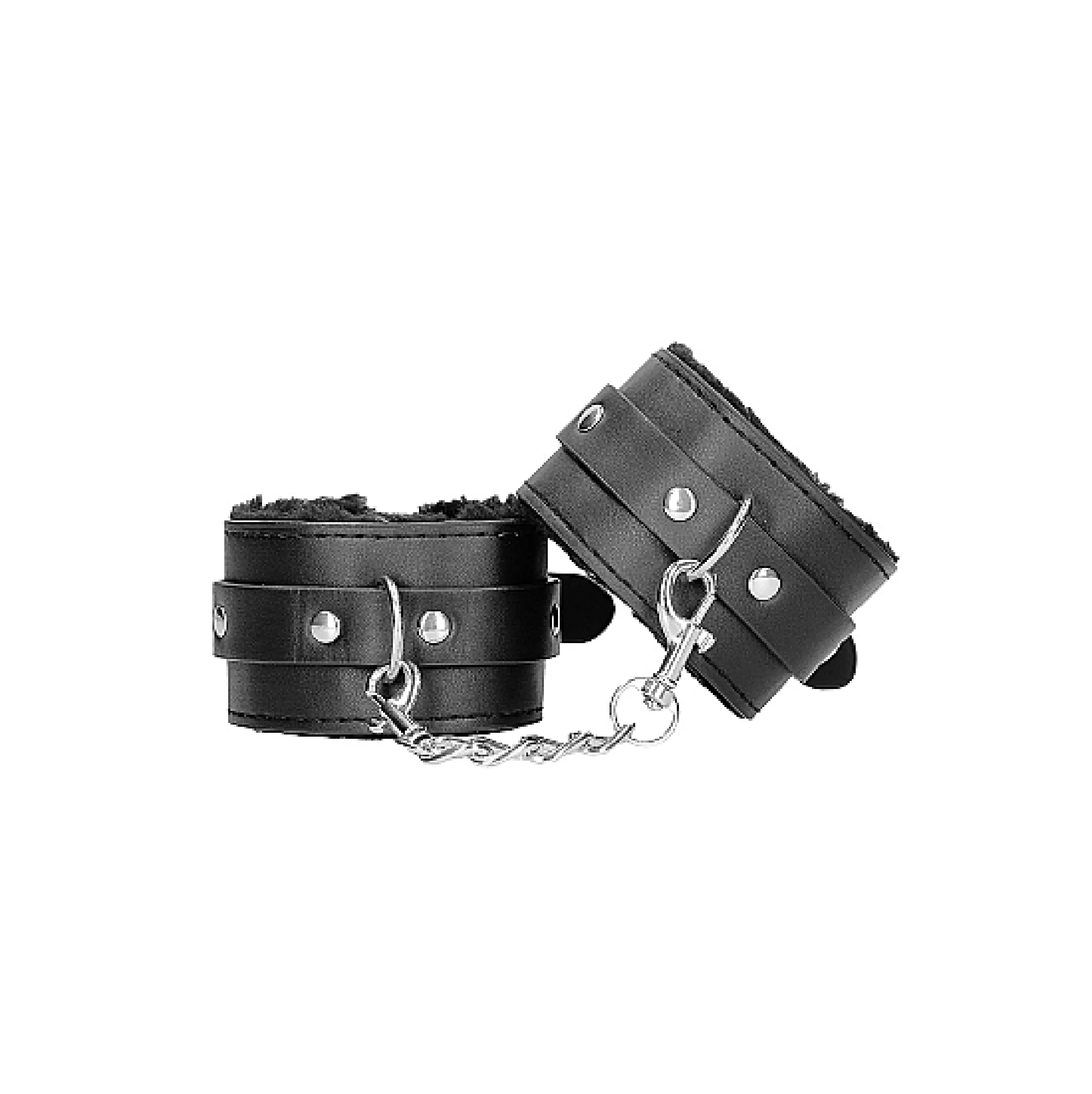 Plush Bonded Leather Hand Cuffs - With Adjustable Straps