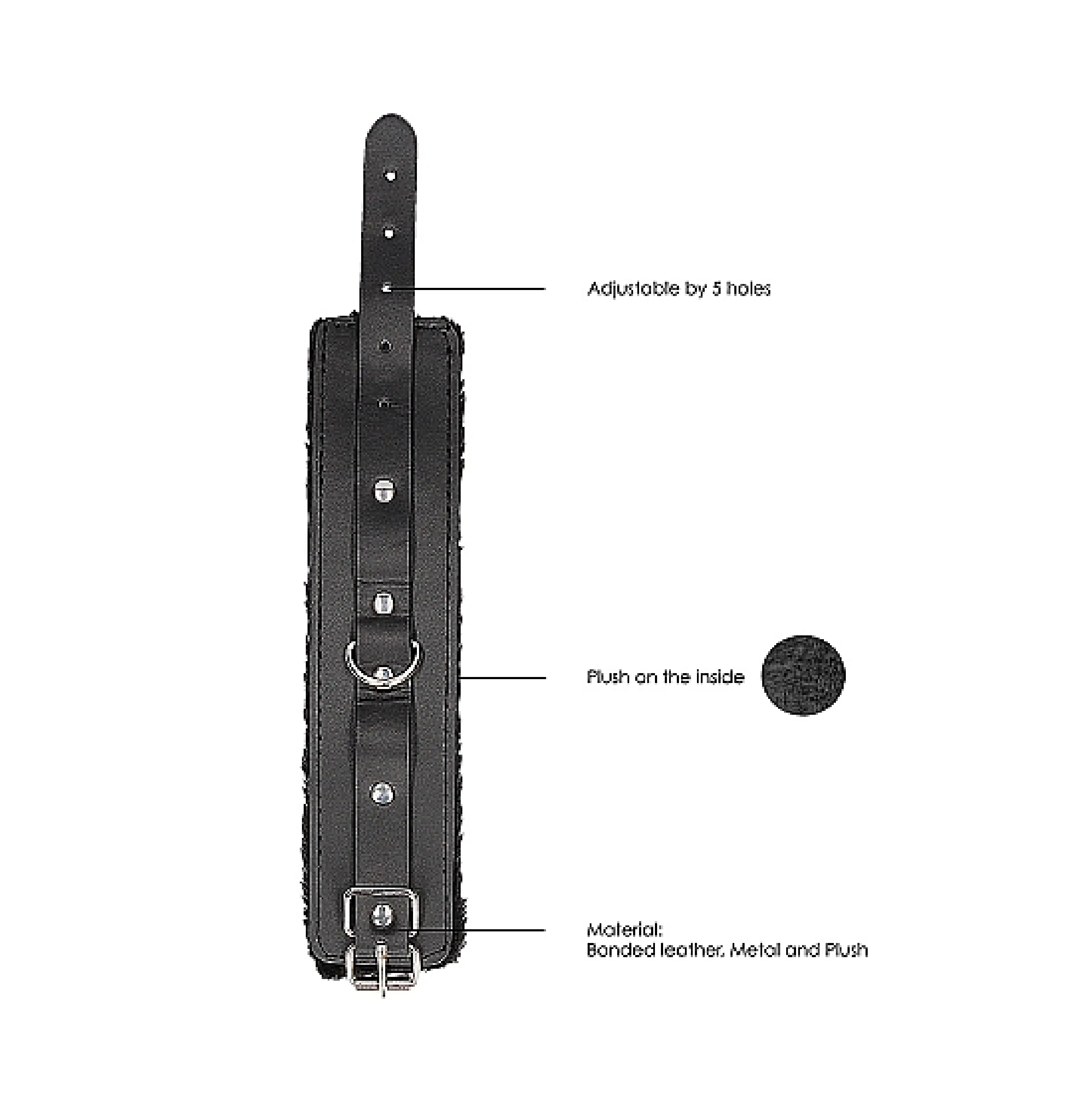 Plush Bonded Leather Hand Cuffs - With Adjustable Straps