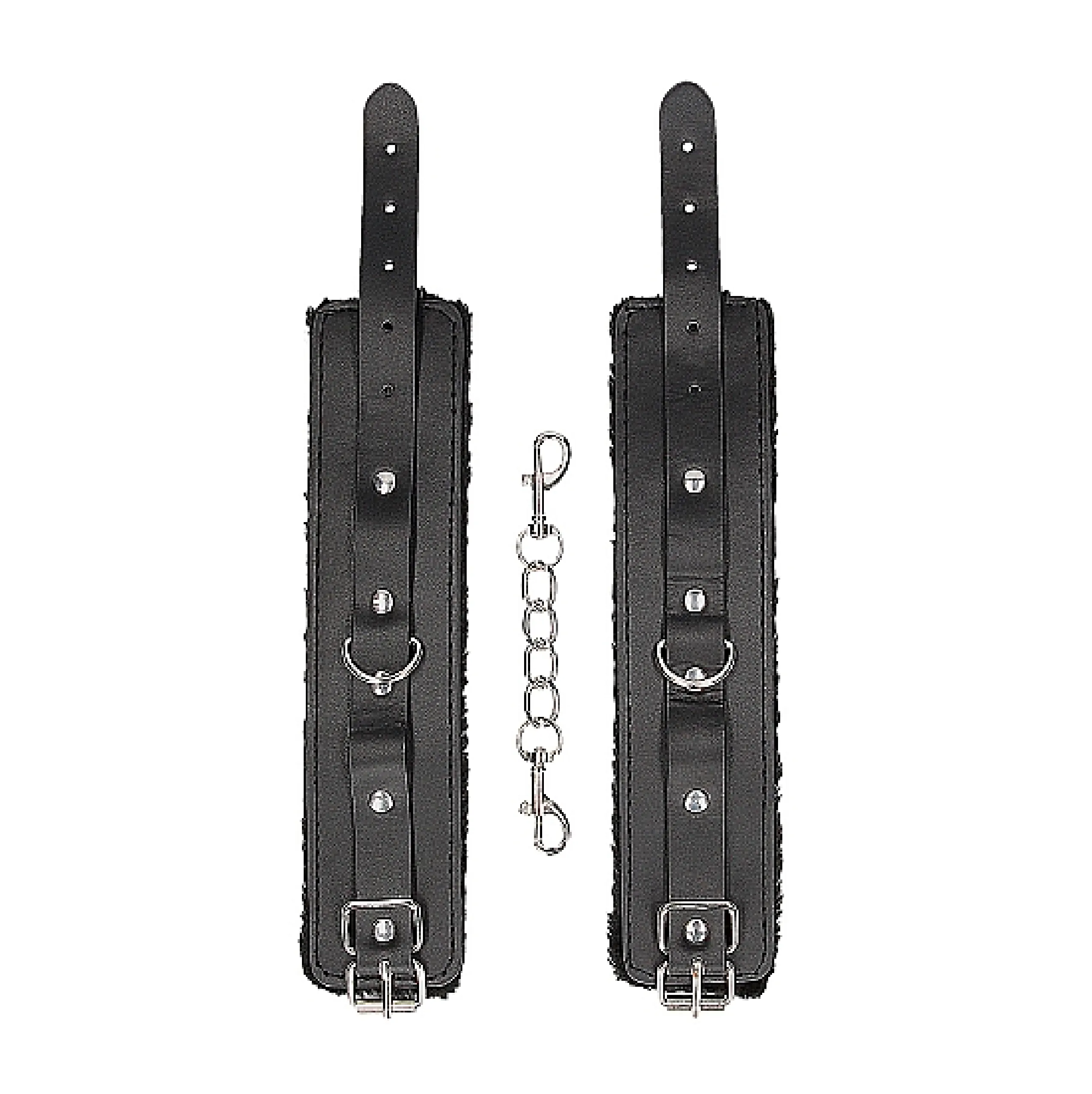 Plush Bonded Leather Hand Cuffs - With Adjustable Straps