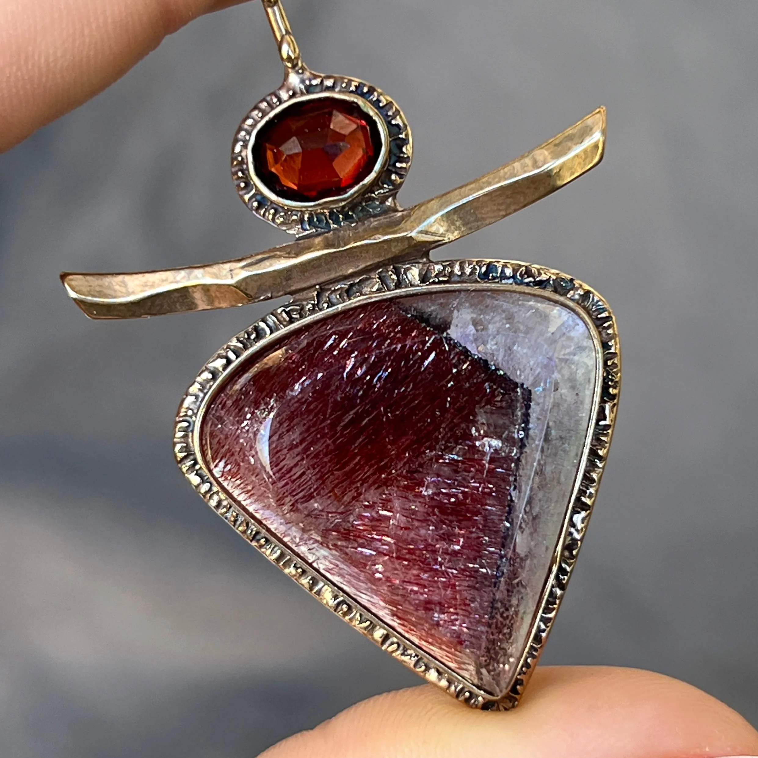 PRE-ORDER FOR MELANIE- Super Seven & Garnet Pendant