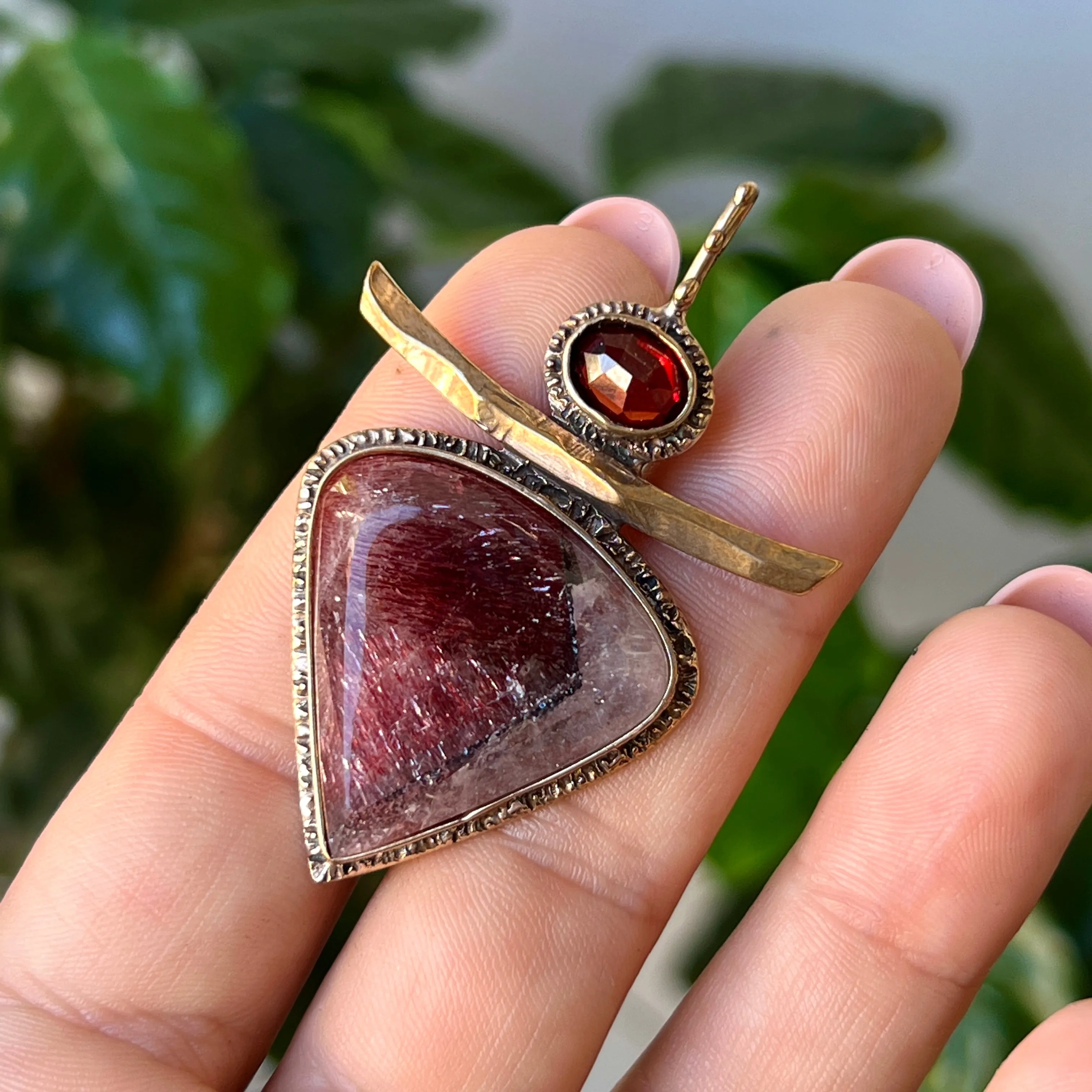 PRE-ORDER FOR MELANIE- Super Seven & Garnet Pendant