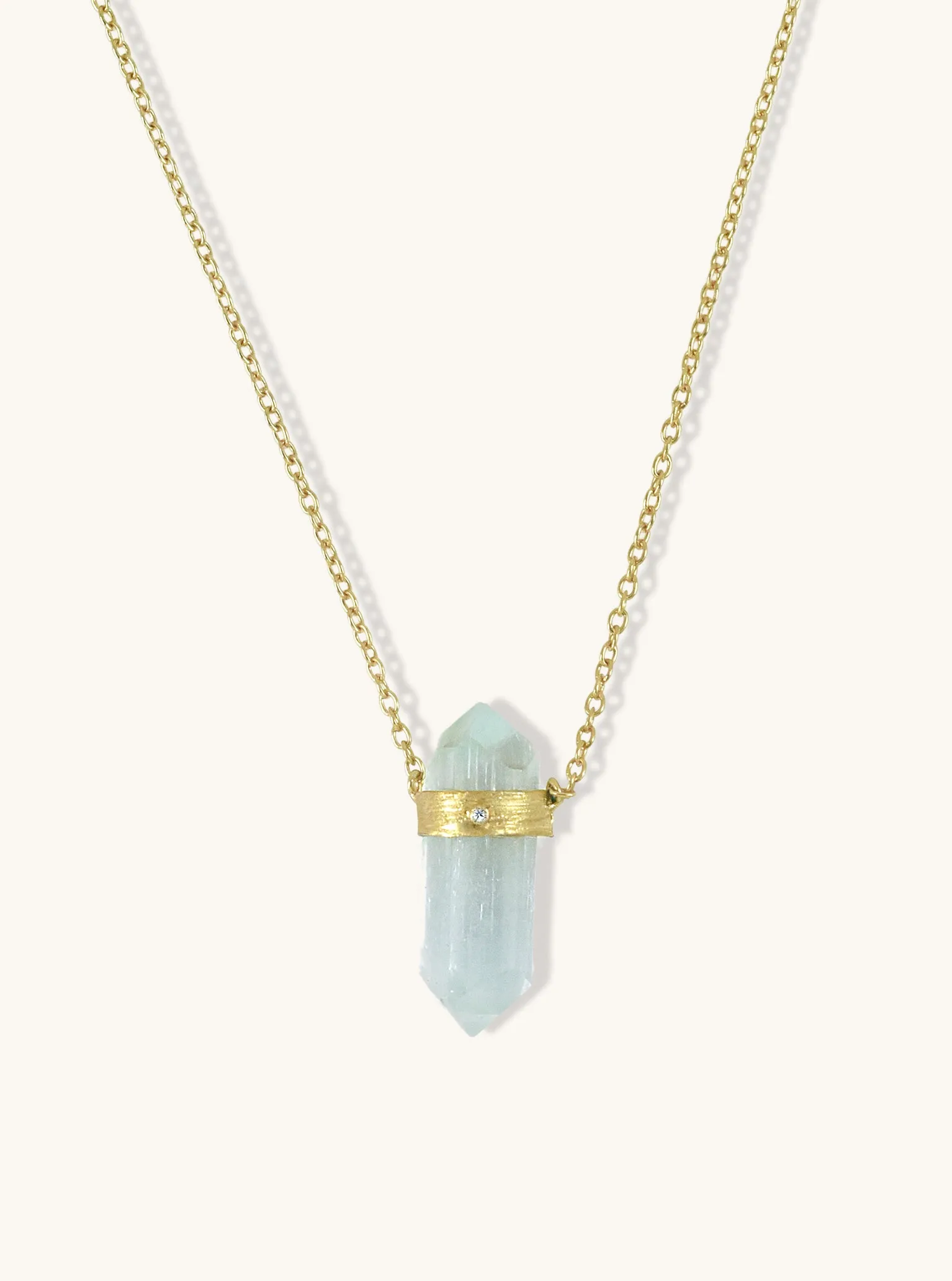 Pure Aquamarine With Diamond Necklace